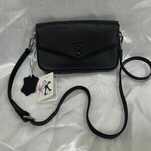 NWT Frederic T Paris Black Real Pebble Leather Envelope Clutch Shoulder Bag